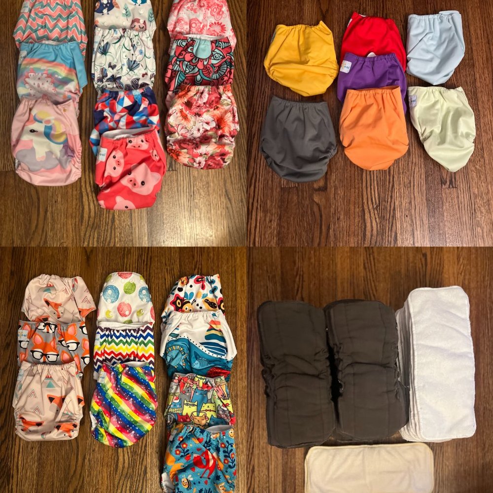 Baby Goal Cloth Diaper Covers & Inserts- Charcoal, Microfiber & Bamboo